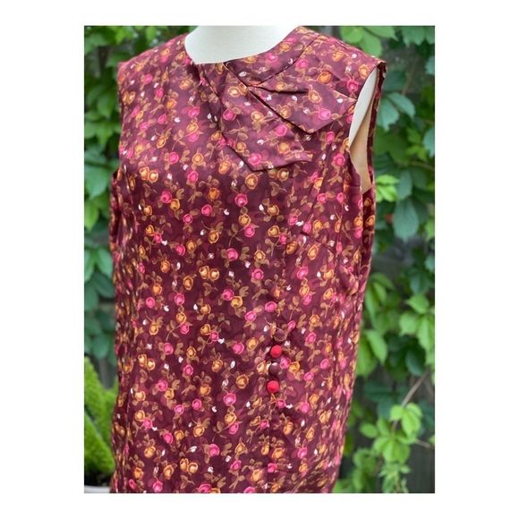 Volup Vintage 60s Shift Dress Roses Floral MIDI - Picture 8 of 12